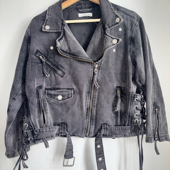 12th tribe "Jetsetter" dark gray denim jacket size S NWOT - Picture 2 of 6